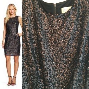 Black sleeveless dress with sequins and pockets